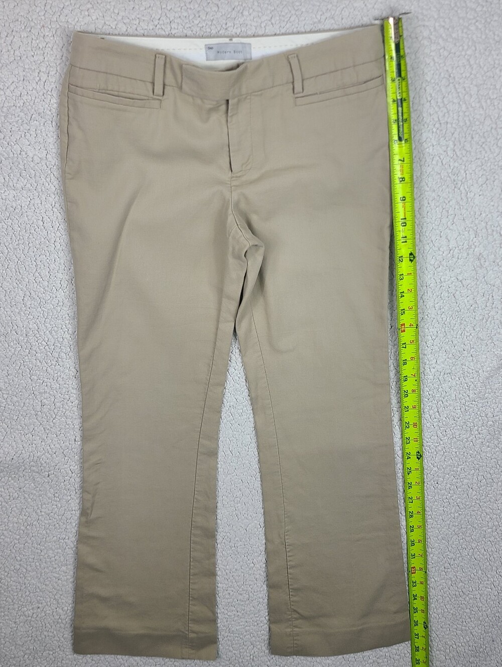 Gap Modern Boot Khaki Pants Beige Bootcut Chino Trousers 100% Cotton 2A - Picture 2 of 13